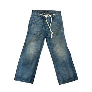 Polo Ralph Lauren Nautical Wide Cropped Rope Belted Denim Jeans Sz. 25